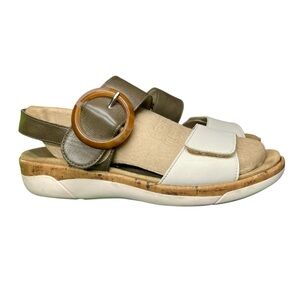 Remonte Womens Strappy Buckle Olive Sandals Walking Shoes Size 41 Leather